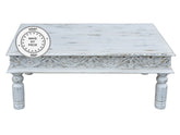 Mandala Indian Hand Carved Coffee Table White 120X75